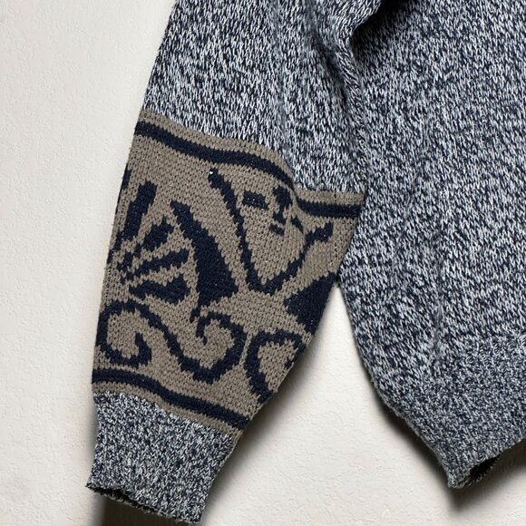 VTG Playboy Knit Abstract Grey 90s Sweater Men L Classic Prep Comfy Coral - Picture 10 of 14